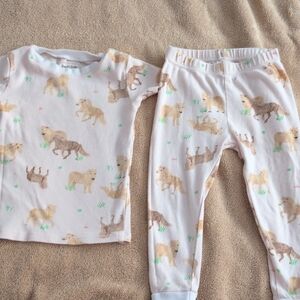 Burt's Bees Cream Pajama Set with Animal Design